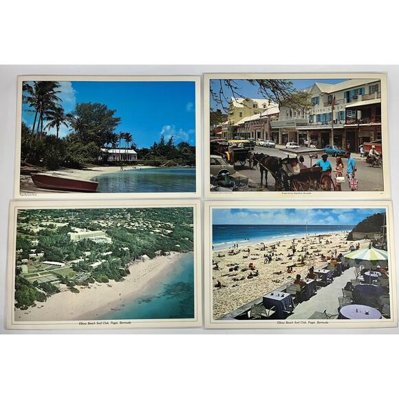 Vintage Set of 4 Bermuda Island Vacation Tourist Landmarks Placemat Laminated - Picture 1 of 4